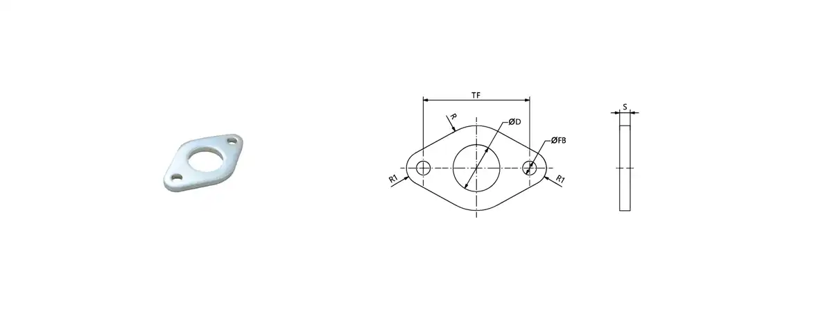 Flange MF8 – produktbillede og måltegning
